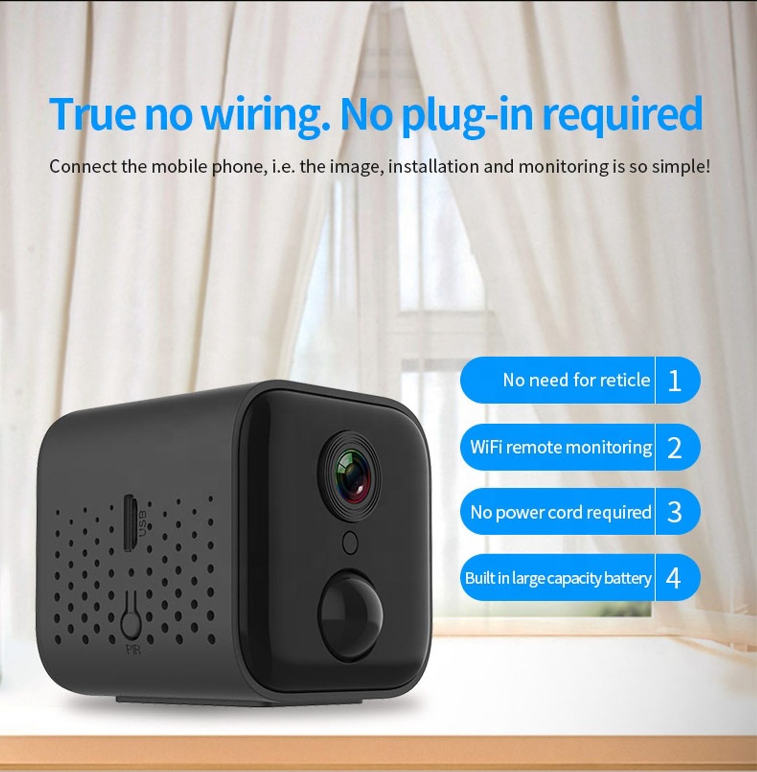 QZT A21 Mini caméra Wifi caméra sans fil Hd 1080p sécurité à domicile intérieure 