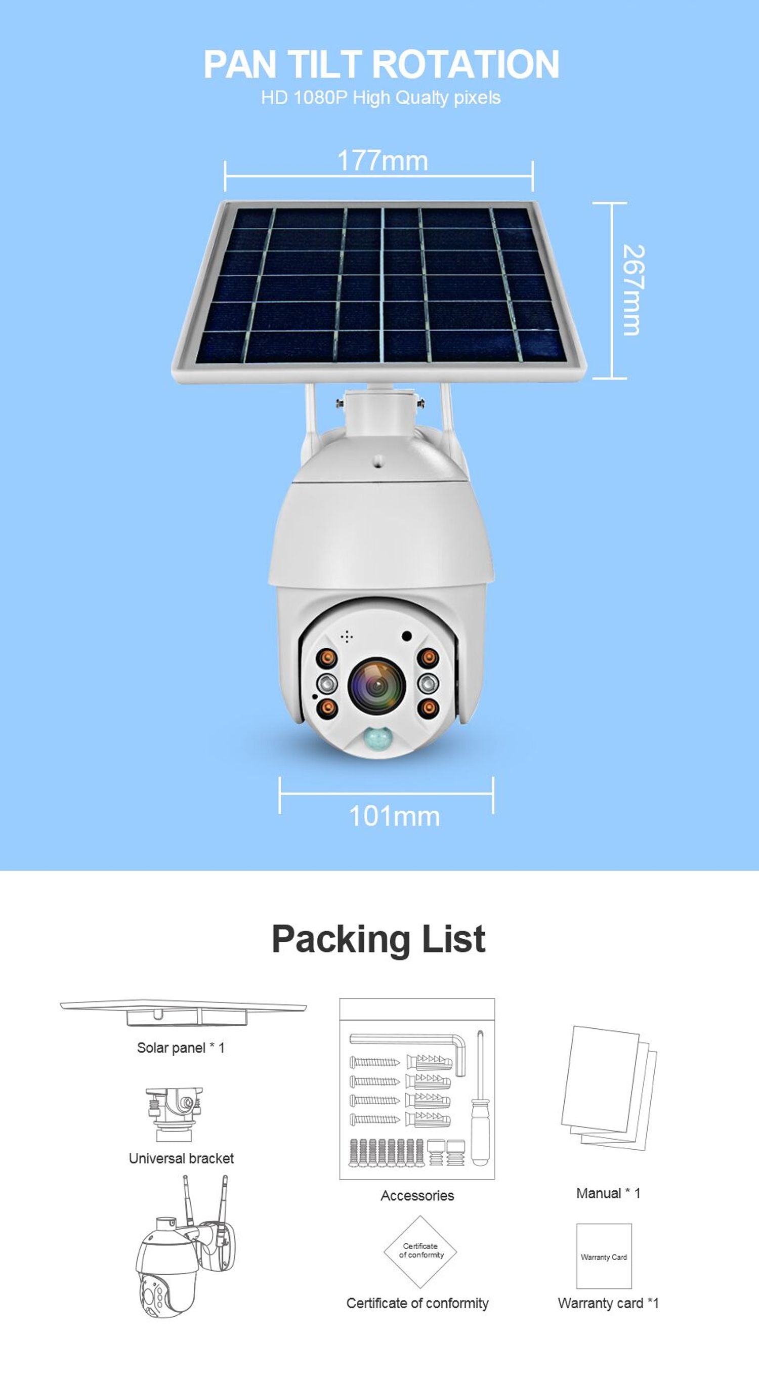 Nouveauté S10 étanche 1080P enregistreur vidéo Vision nocturne intelligente alerte d'énergie solaire wifi caméra ptz 