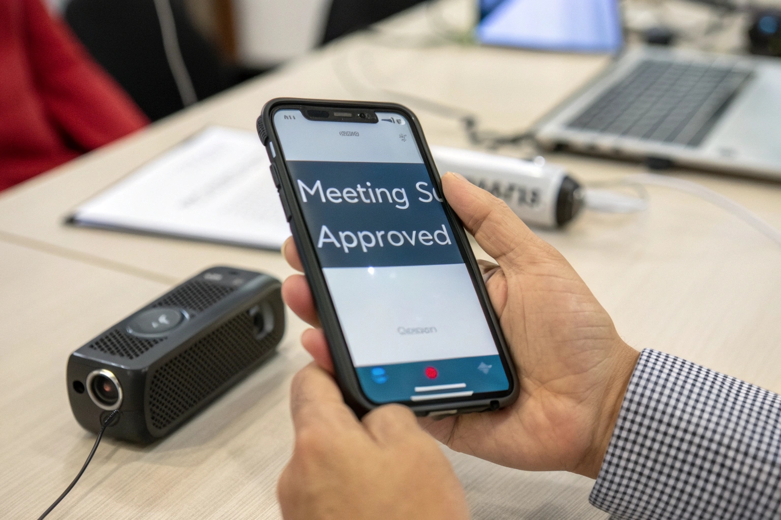 A smartphone screen displaying an AI transcription app interface