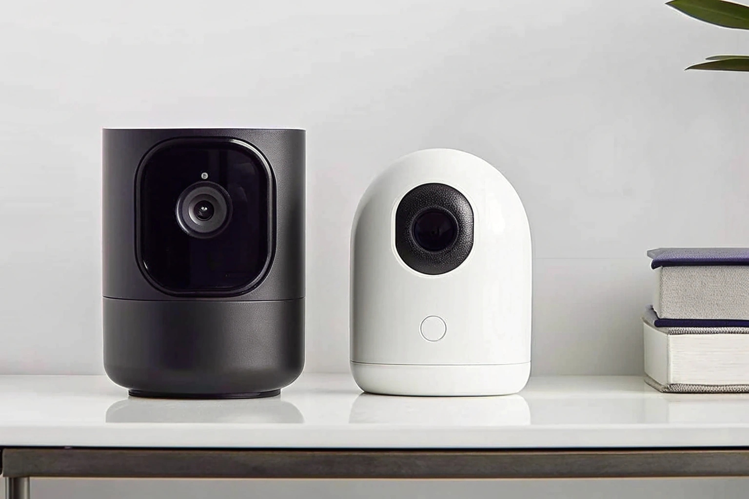 A side-by-side comparison of a durable, metallic commercial camera and a smaller, white plastic home camera