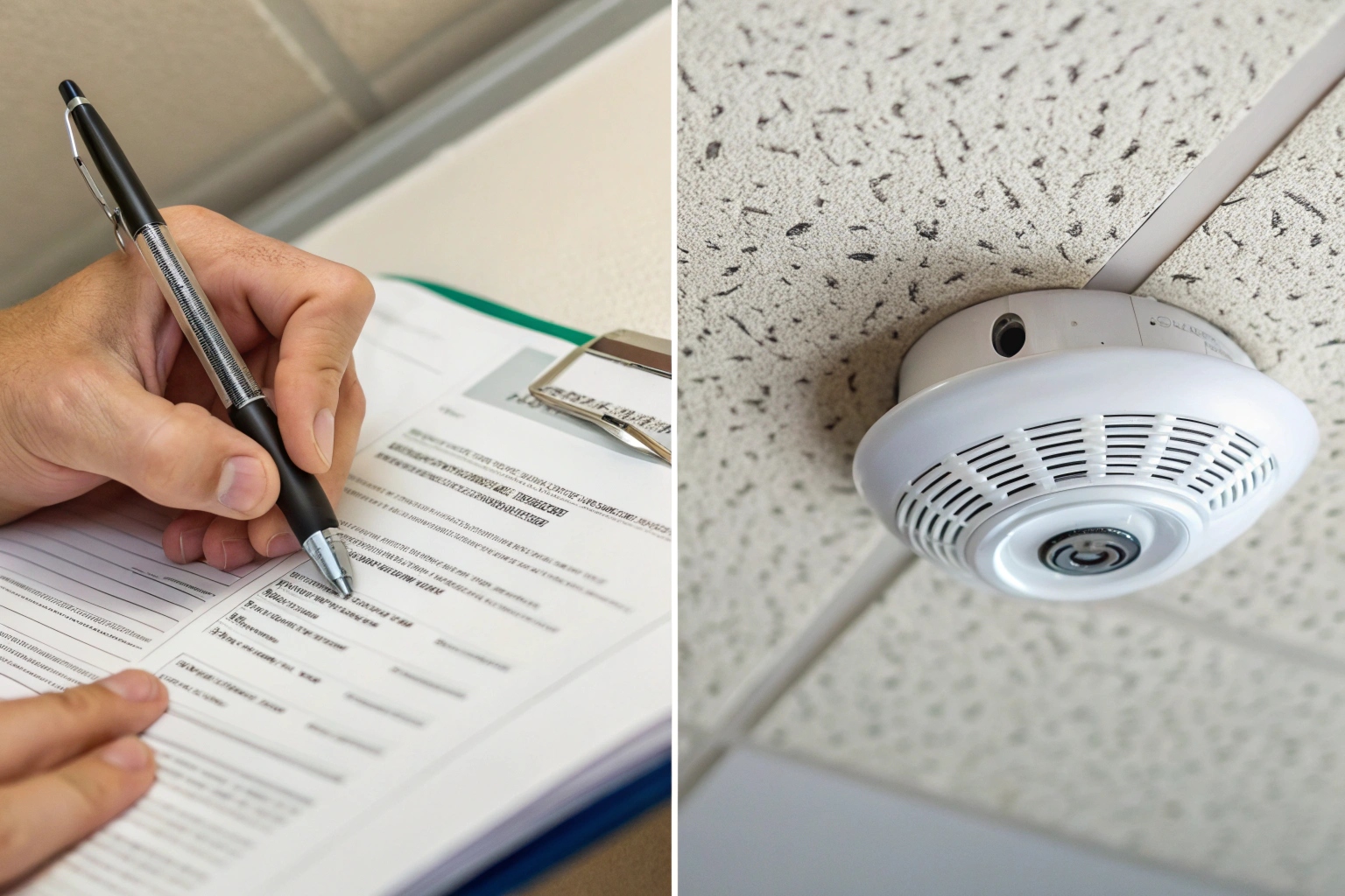 A close up comparison of a spy pen and a smoke detector camera