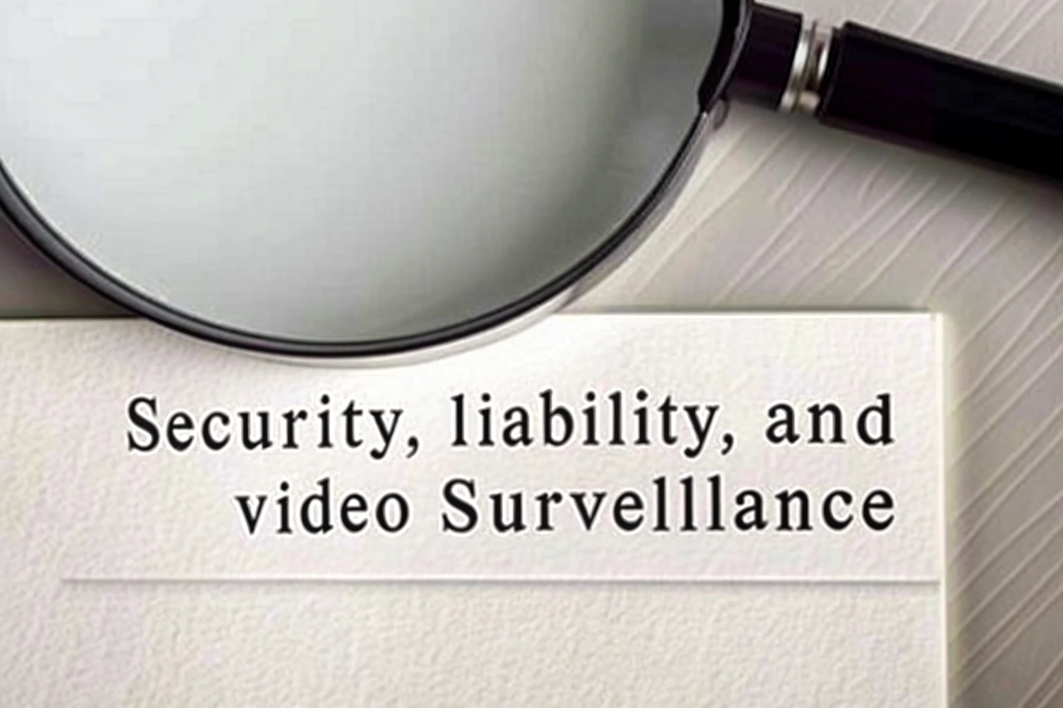 A close-up of a legal document with a magnifying glass over a clause about security and liability