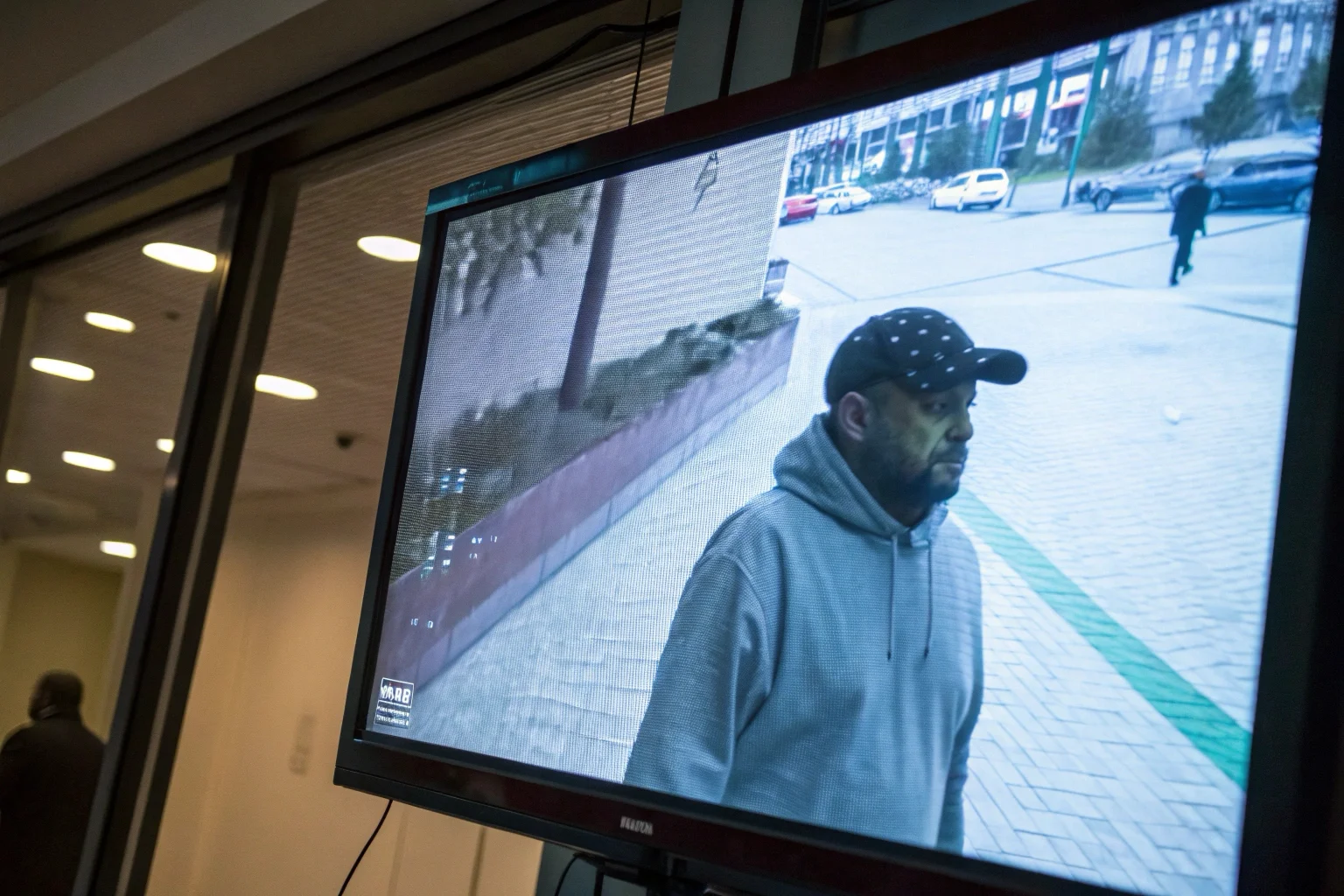 Blurry and pixelated footage from a low-quality security camera