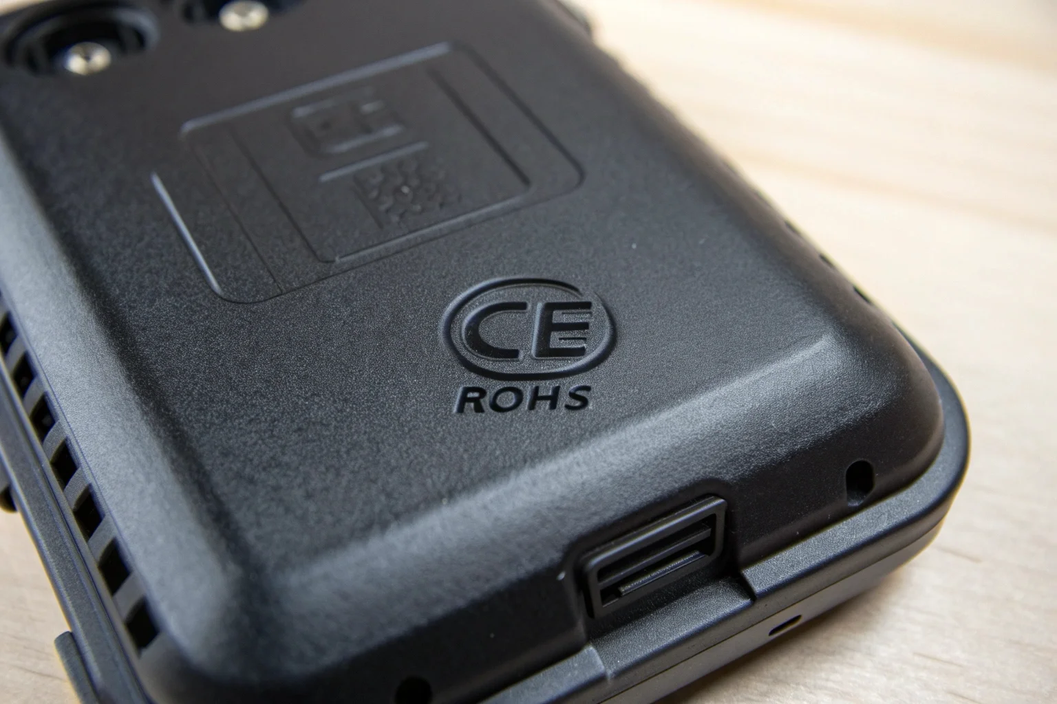 A CE and ROHS certification logo displayed on a product box