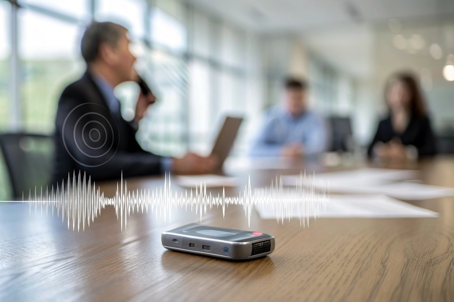 A visual representation of clear sound waves being captured by a discreet microphone