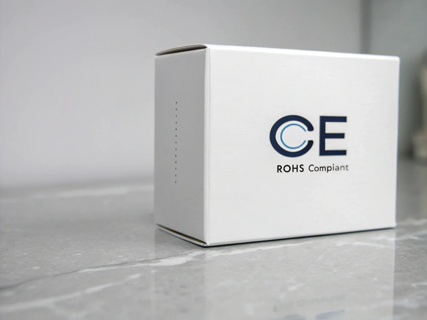 An image prominently displaying the CE and ROHS certification logos on a product's packaging.