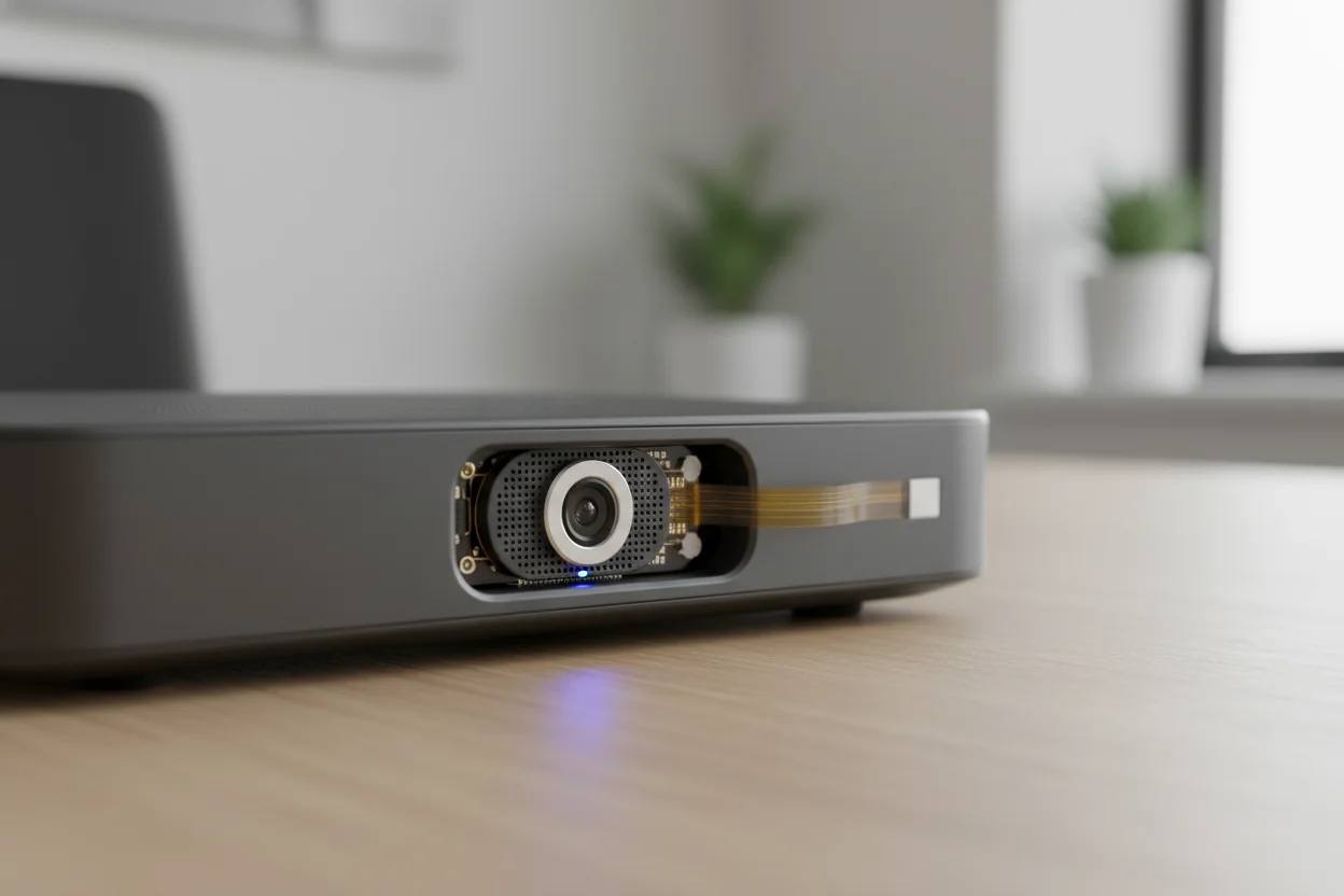 Hidden Wireless Module Miniature hidden camera module integrated into a sleek office device