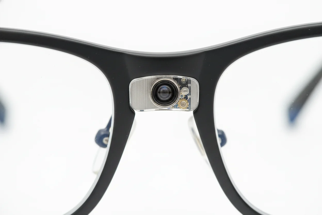 Miniature Camera Lens Glasses Miniature camera lens hidden inside a sleek optical frame