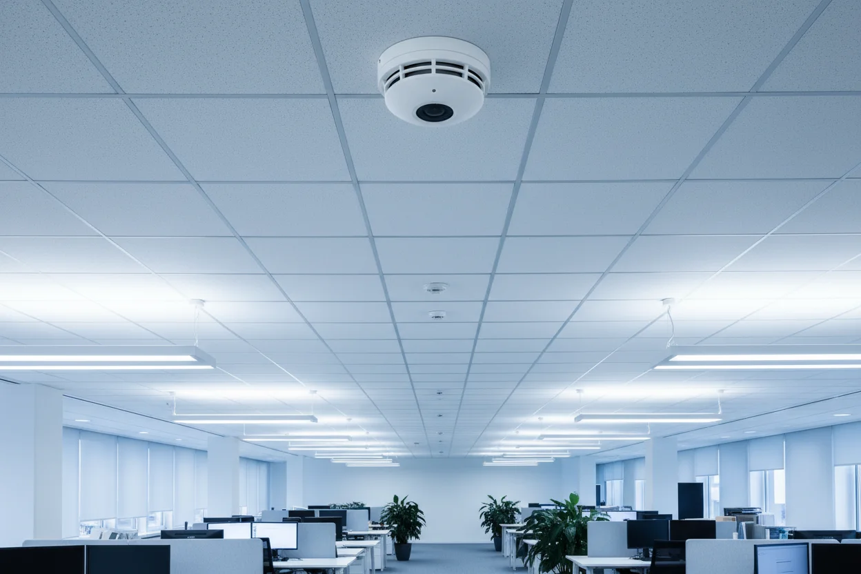 Tuya Disguised Smoke Detector Mini telecamera Tuya integrata in un sensore di fumo per ufficio