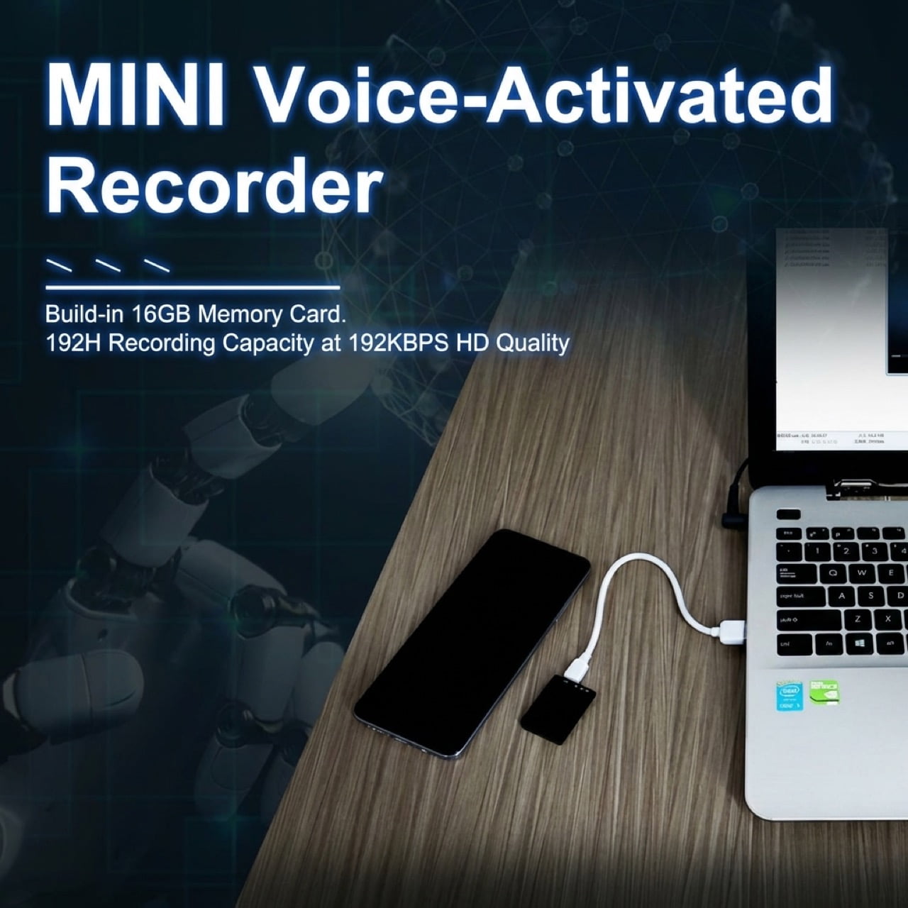 Q61 magnetic extended battery voice recorder — 20-30 hours continuous recording in ultra-compact form