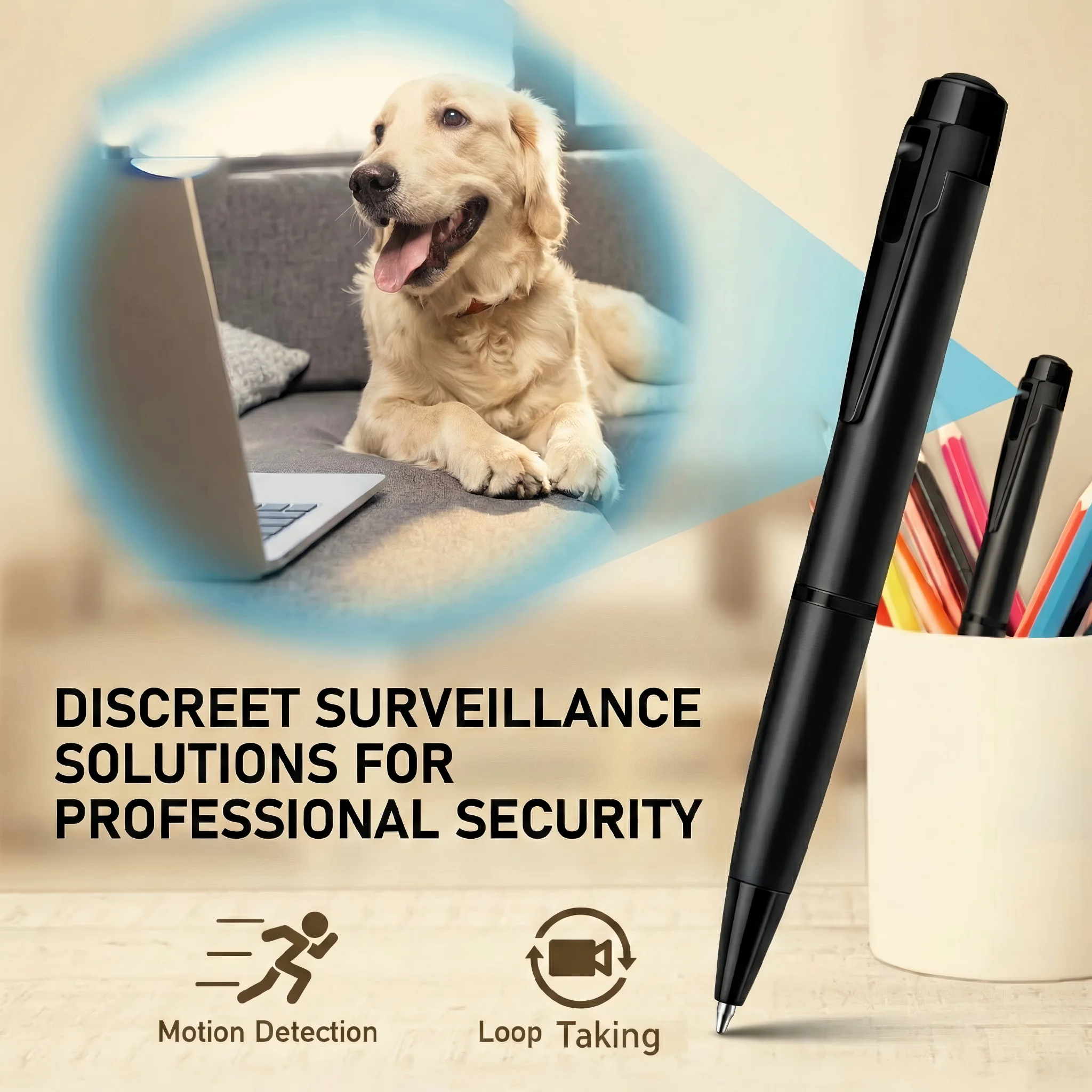 Discreet security pen camera motion detection loop recording