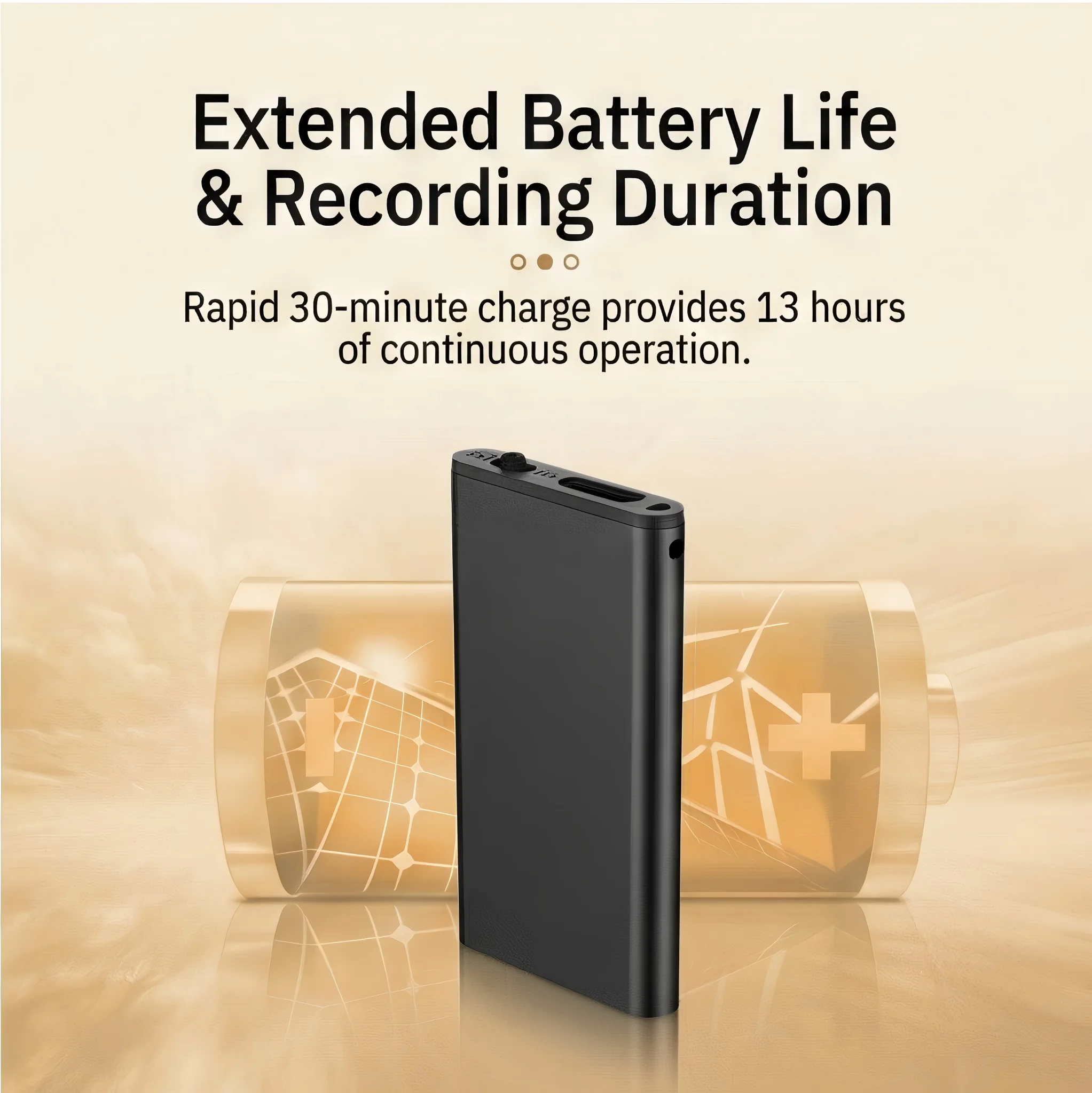 Mini recorder extended battery life 30 min rapid charge