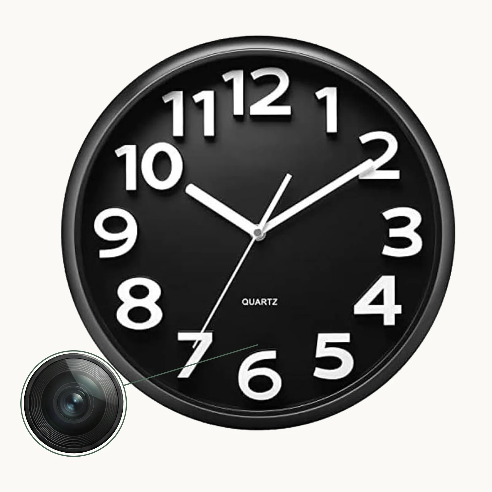 QZT WiFi wall clock hidden camera 1080p Tuya main product showing concealed lens design