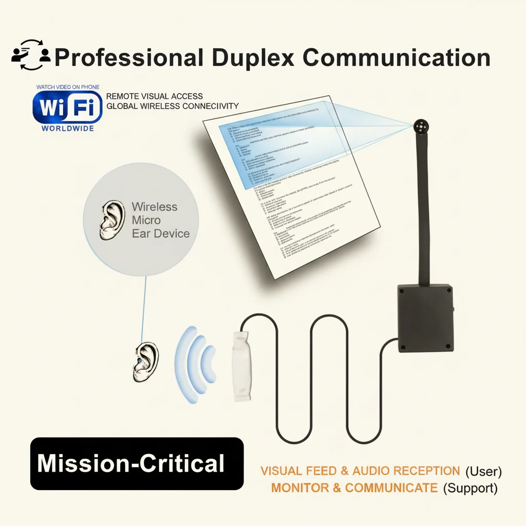 Covert 4K WiFi Exam Camera Kit with Two-Way Audio Earpiece (Model: A1W)