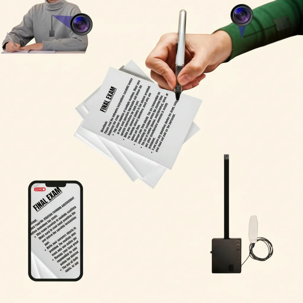 Covert 4K WiFi Exam Camera Kit with Two-Way Audio Earpiece (Model: A1W)
