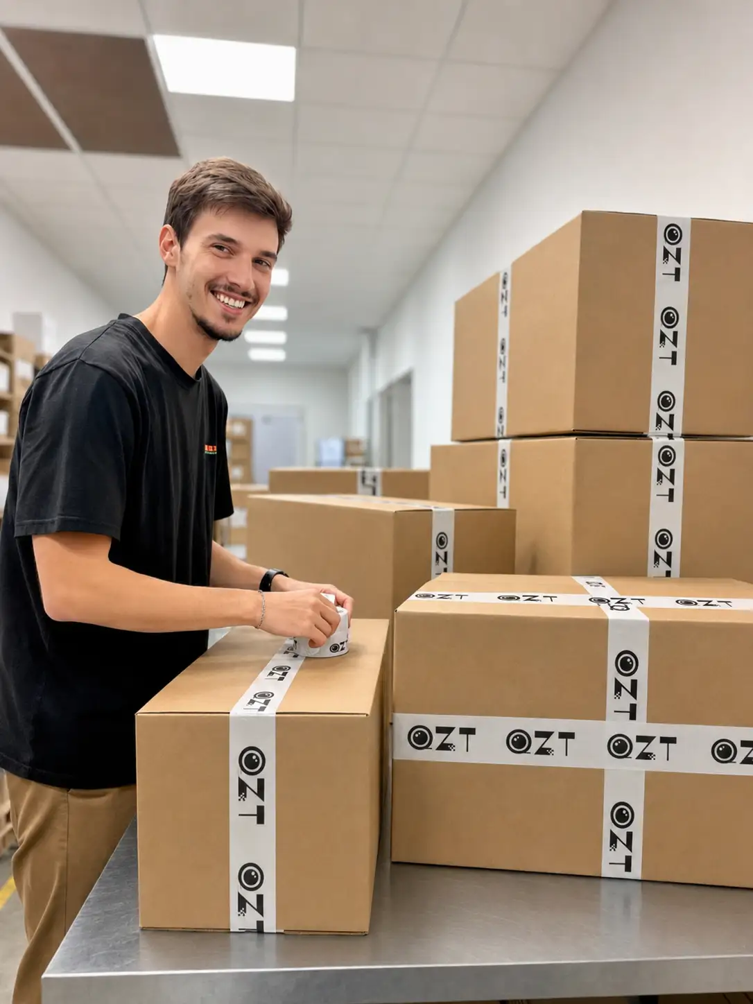 QZT warehouse staff packing wholesale products for shipment