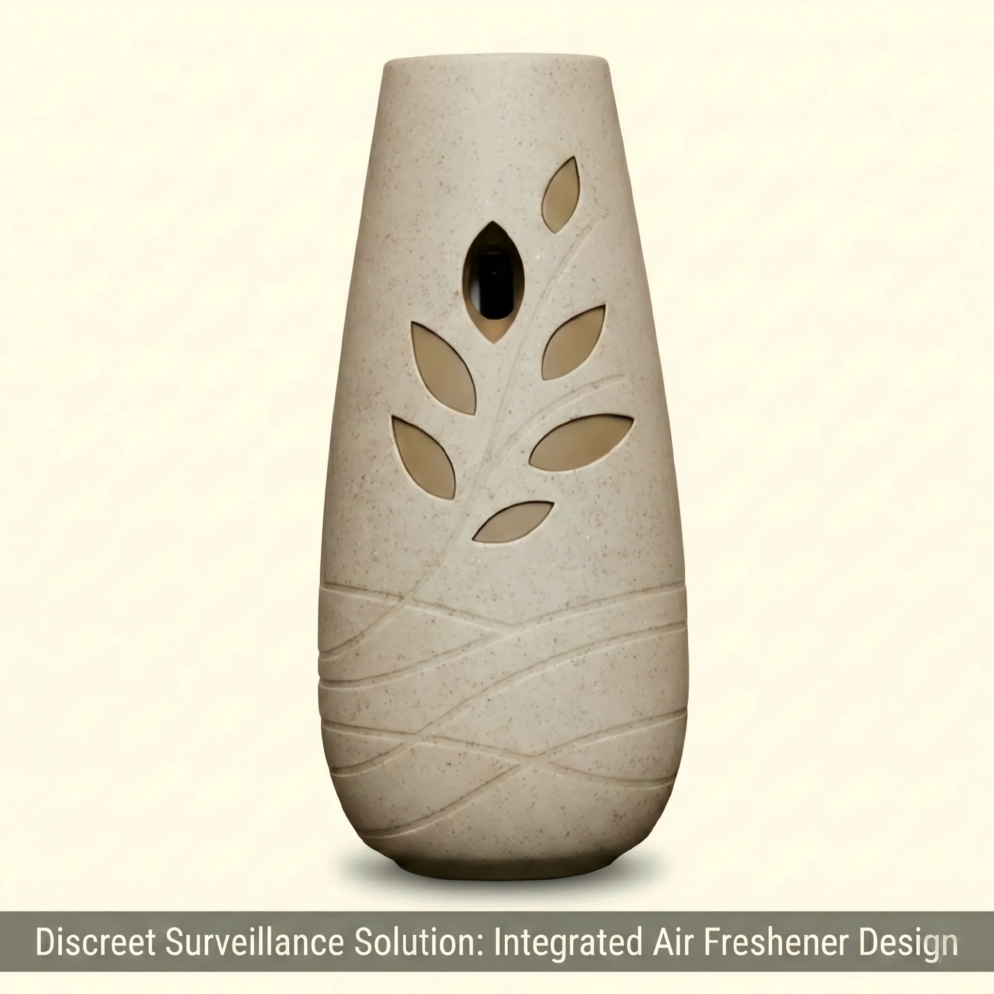 Discreet vase camera with integrated air freshener design for natural retail surveillance placement