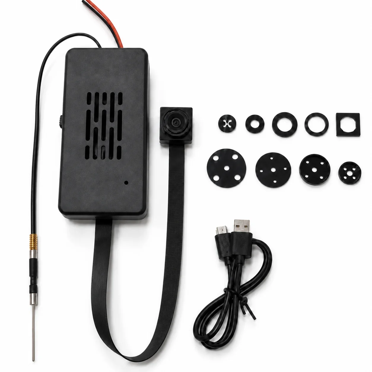 Kit de módulo de cámara oculta DIY QZT con lente, botones y cable USB