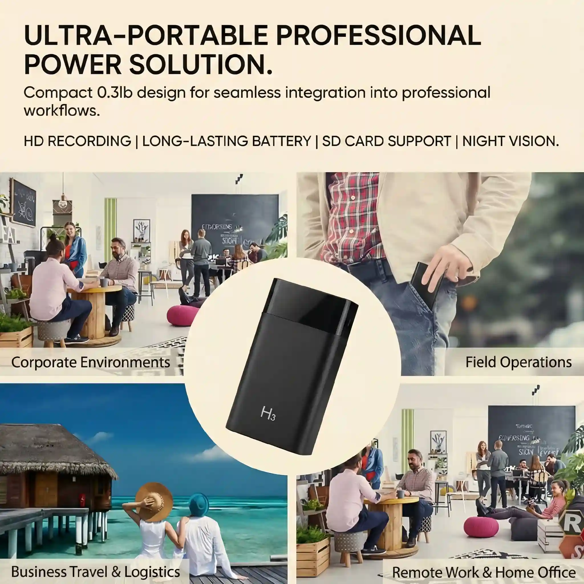 Power Bank Hidden Camera with 1080p Full HD Video and Night Vision (Model: H3)