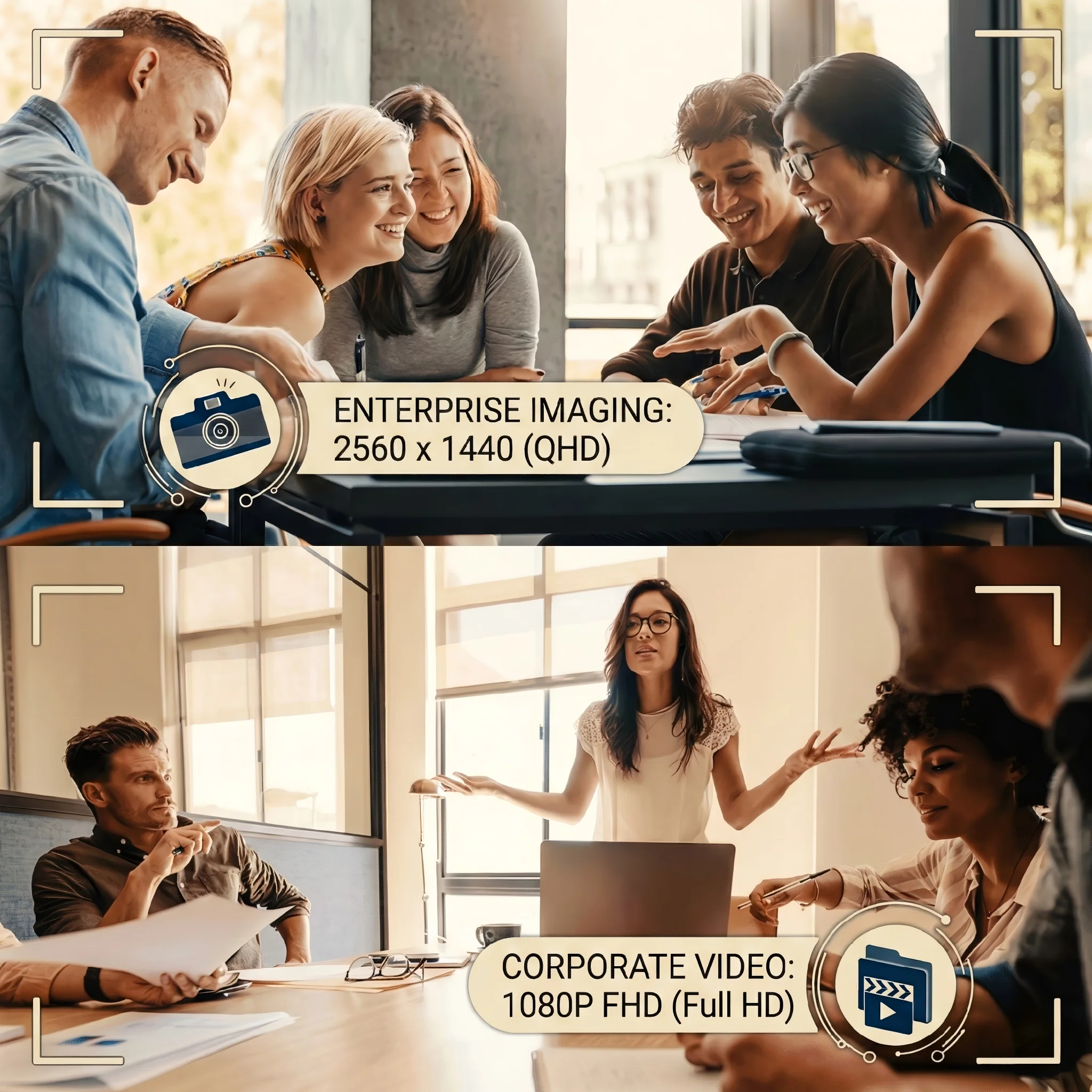 Enterprise imaging QHD corporate video recording in 1080p FHD resolution for professional surveillance