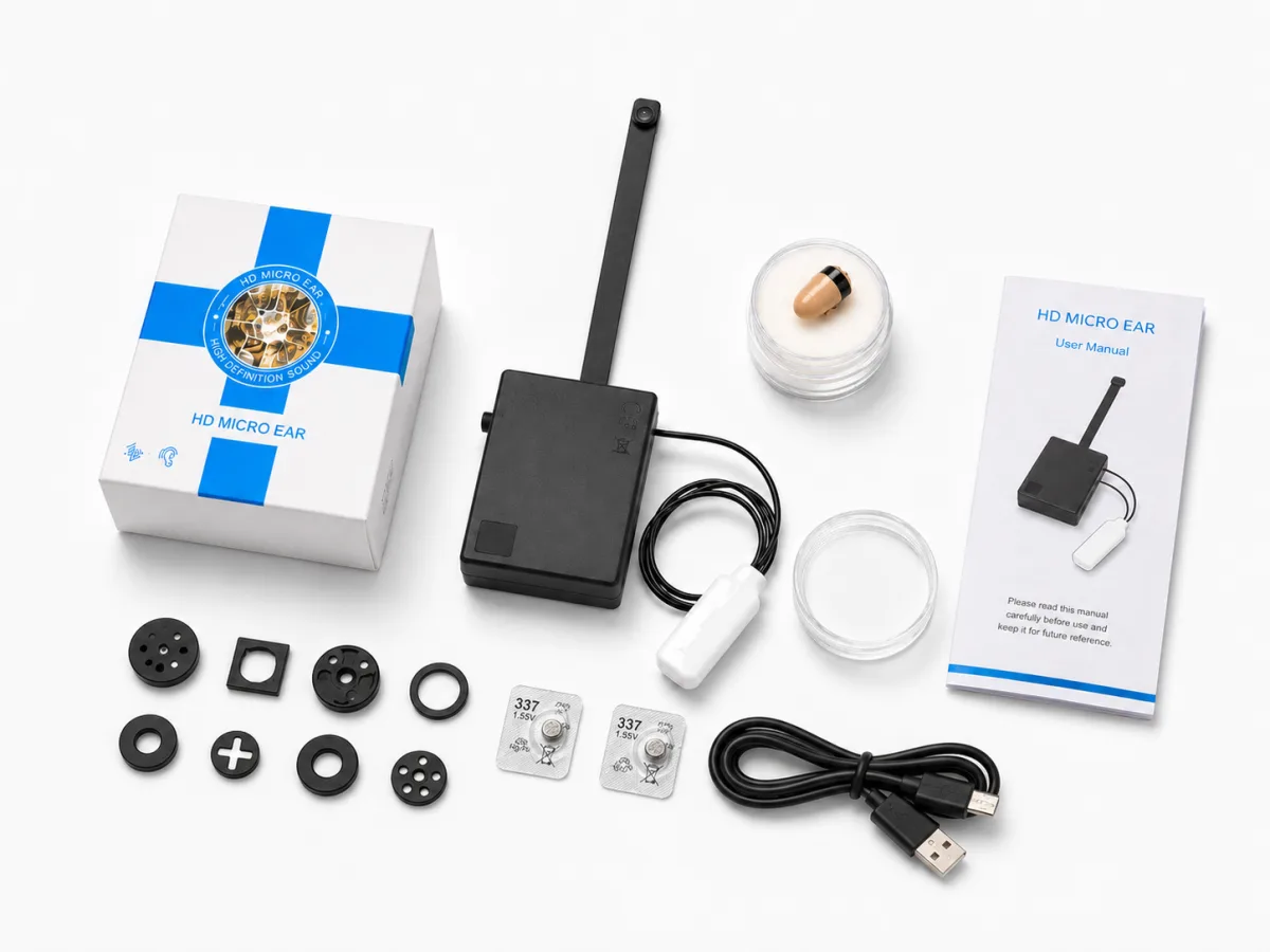 Display della confezione del kit fotocamera per esami con accessori inclusi