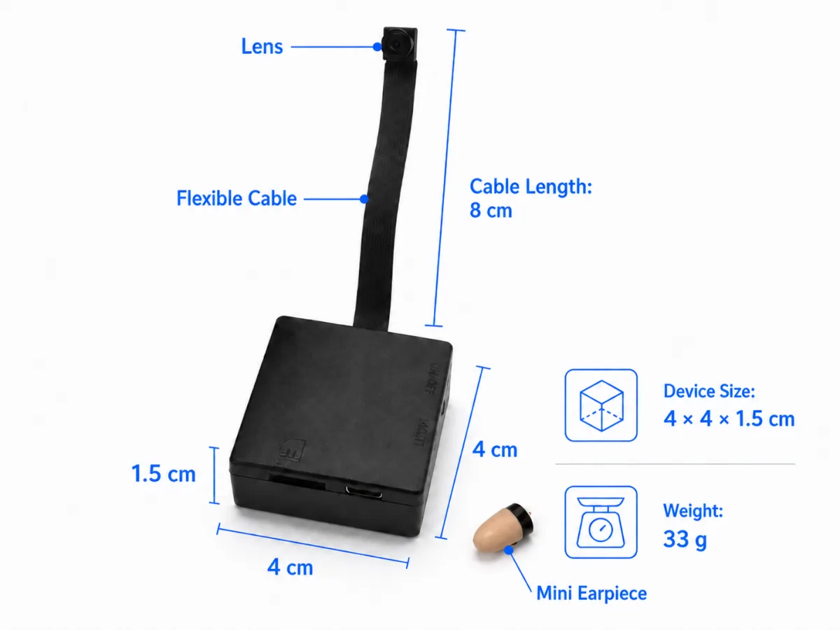 Immagine della caratteristica del kit fotocamera per esami con posizione della fotocamera e note sulle funzioni