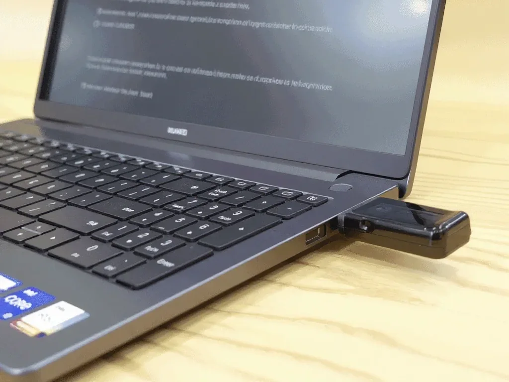 Fotocamera QZT F5 USB flash drive collegata a un laptop per l'accesso ai file e la ricarica