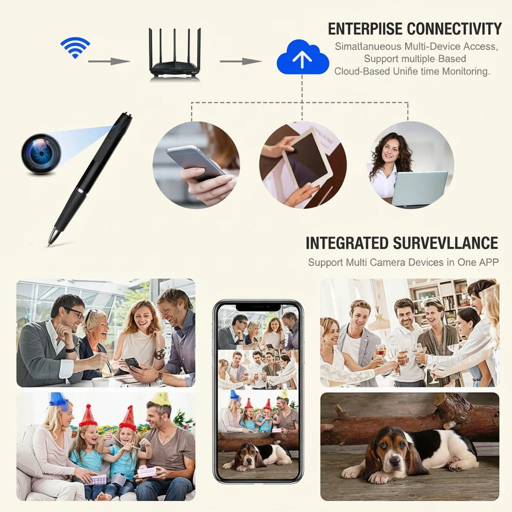 Covert pen camera multi-device cloud monitoring system