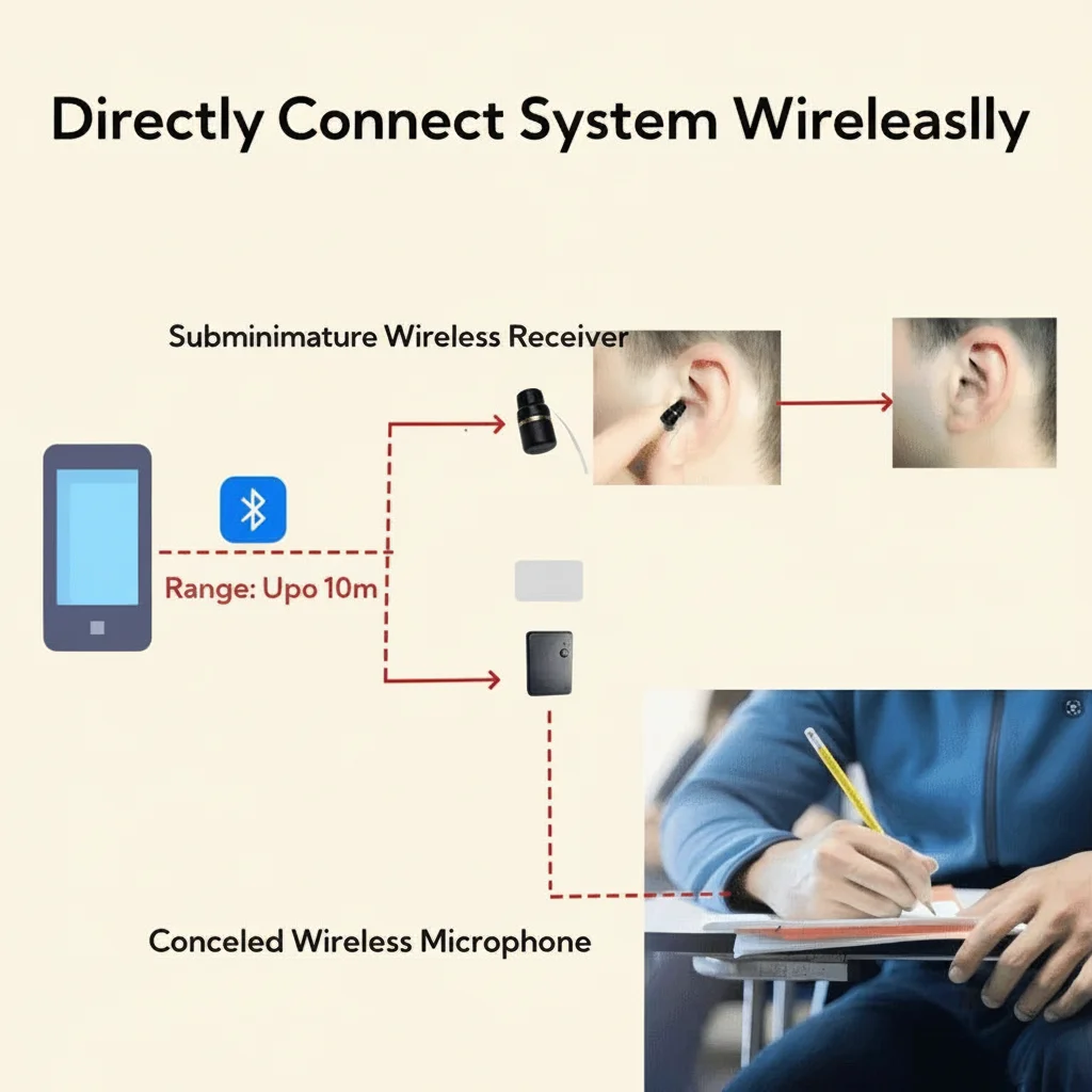 Invisible Spy Earpiece: Micro Bluetooth Kit for Covert Communication (Model: Exam Set)