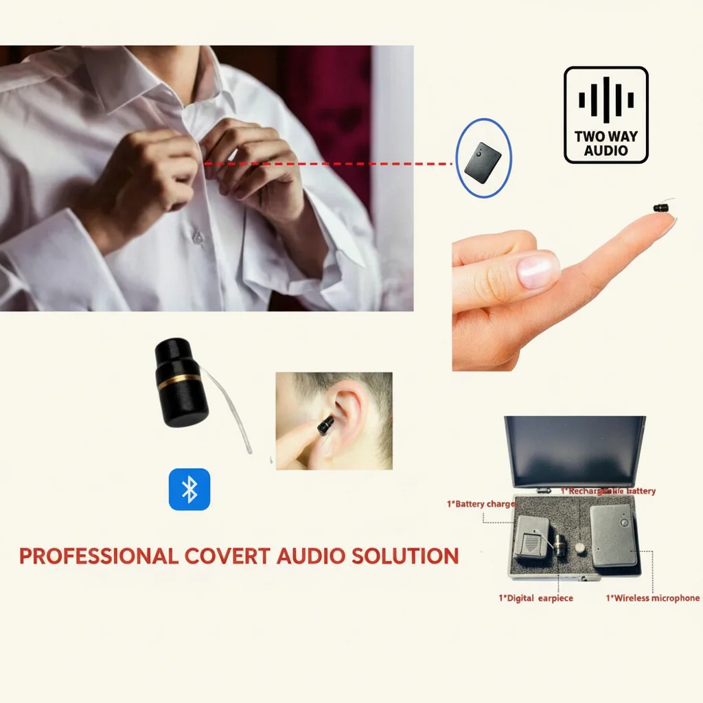Invisible Spy Earpiece: Micro Bluetooth Kit for Covert Communication (Model: Exam Set)