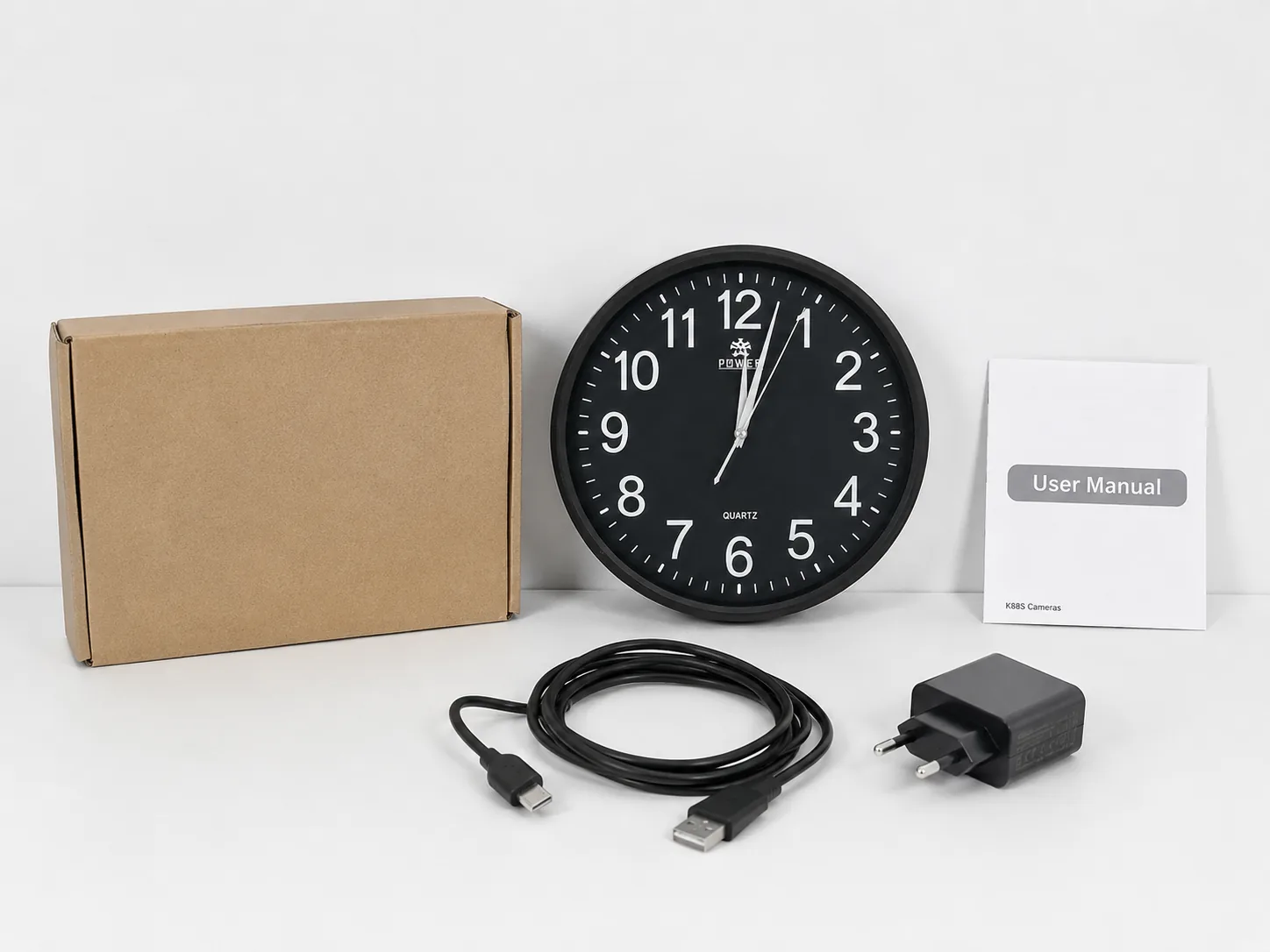 Pacchetto telecamera spia da muro WiFi QZT con cavo adattatore e manuale utente