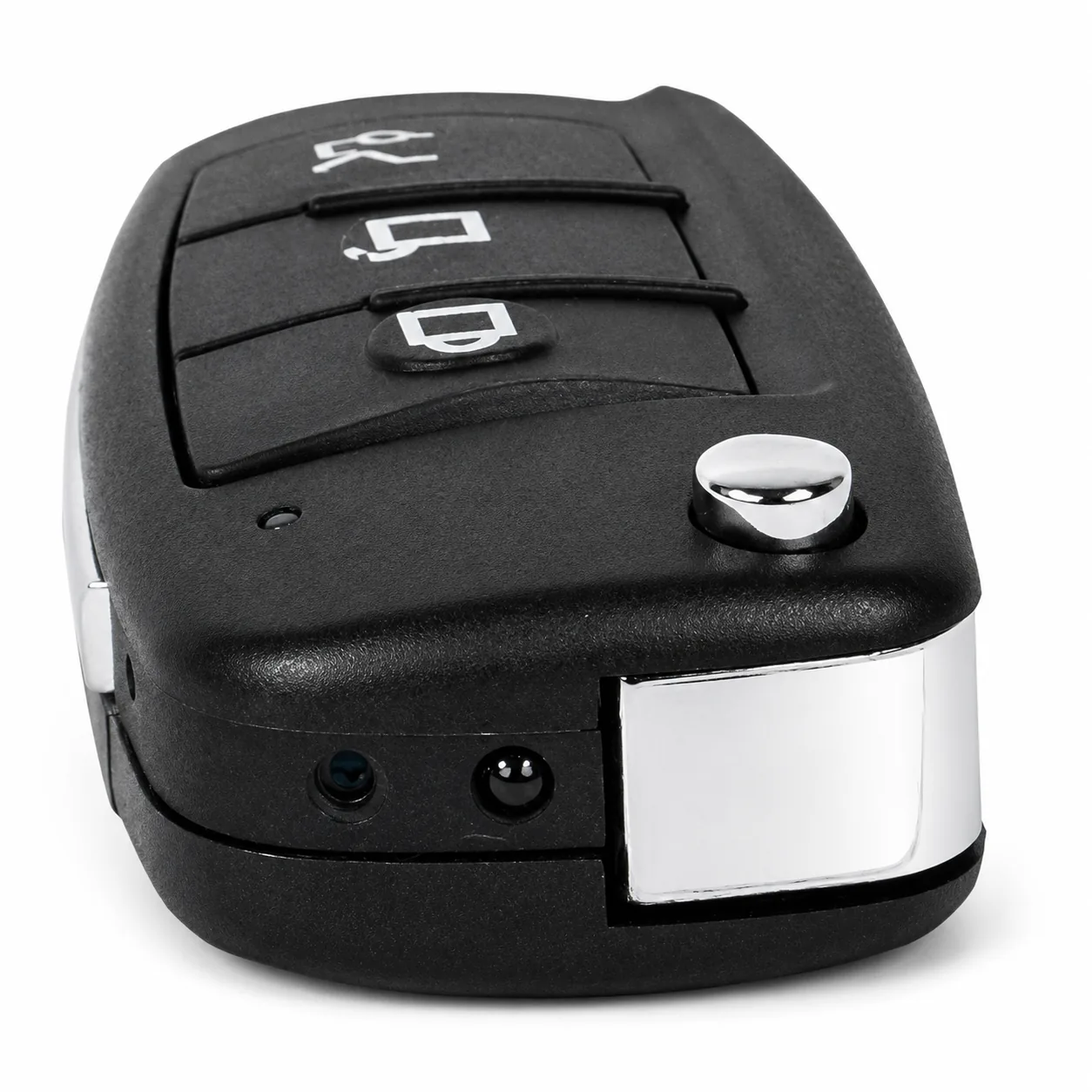 QZT S820 car key spy camera lens and key fob close up