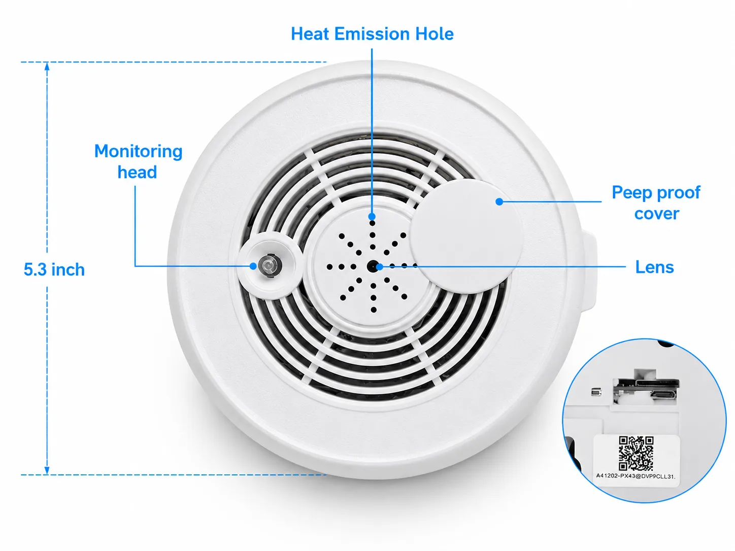 SC02 smoke detector hidden camera feature layout and specifications
