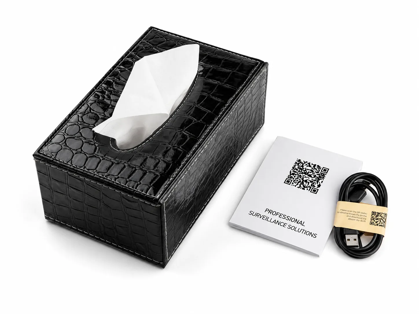 Tuya WiFi tissue box hidden camera package and accessories