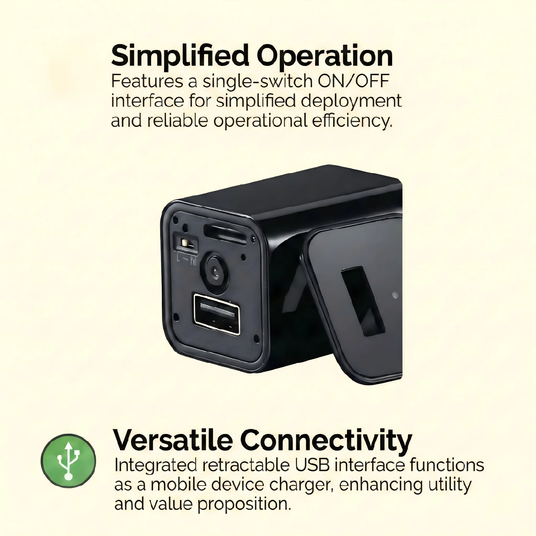 USB Wall Charger Hidden Camera with 1080P Motion Activated Recording (No WiFi Needed) (Model: S1)