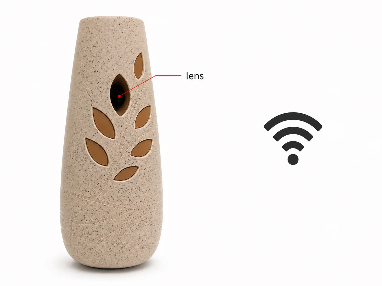 Layout dell'obiettivo della fotocamera nel vaso deodorante QZT e della funzione WiFi Tuya