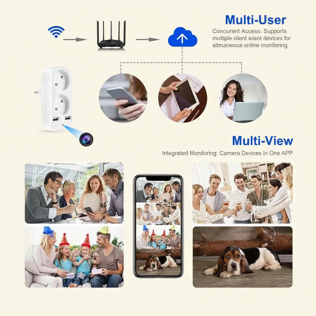 Discreet EU Plug Socket & Charger WiFi Spy Camera | 4K Live View, 1080P Recording (Model: S3)