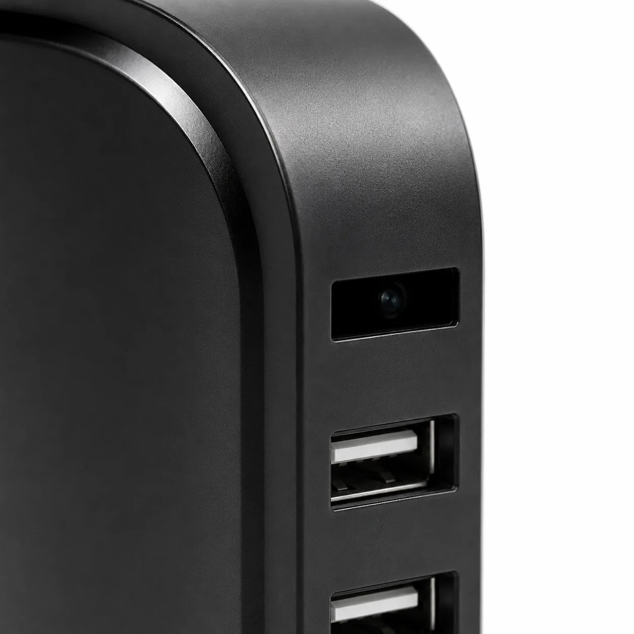 QZT WiFi USB charger spy camera close up of lens and USB port