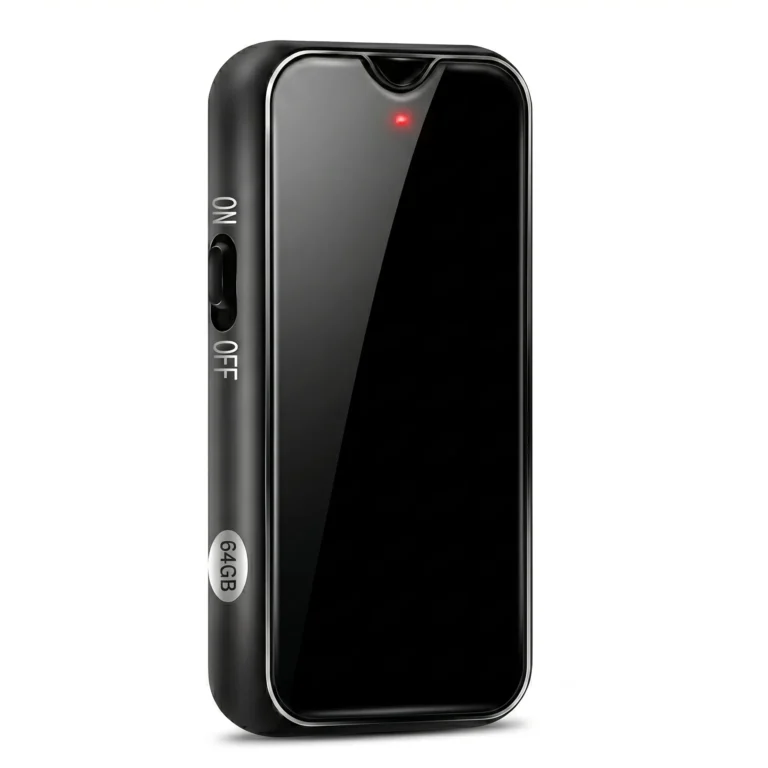 C17 mini magnetic voice recorder with 64GB storage and OTG file access front view