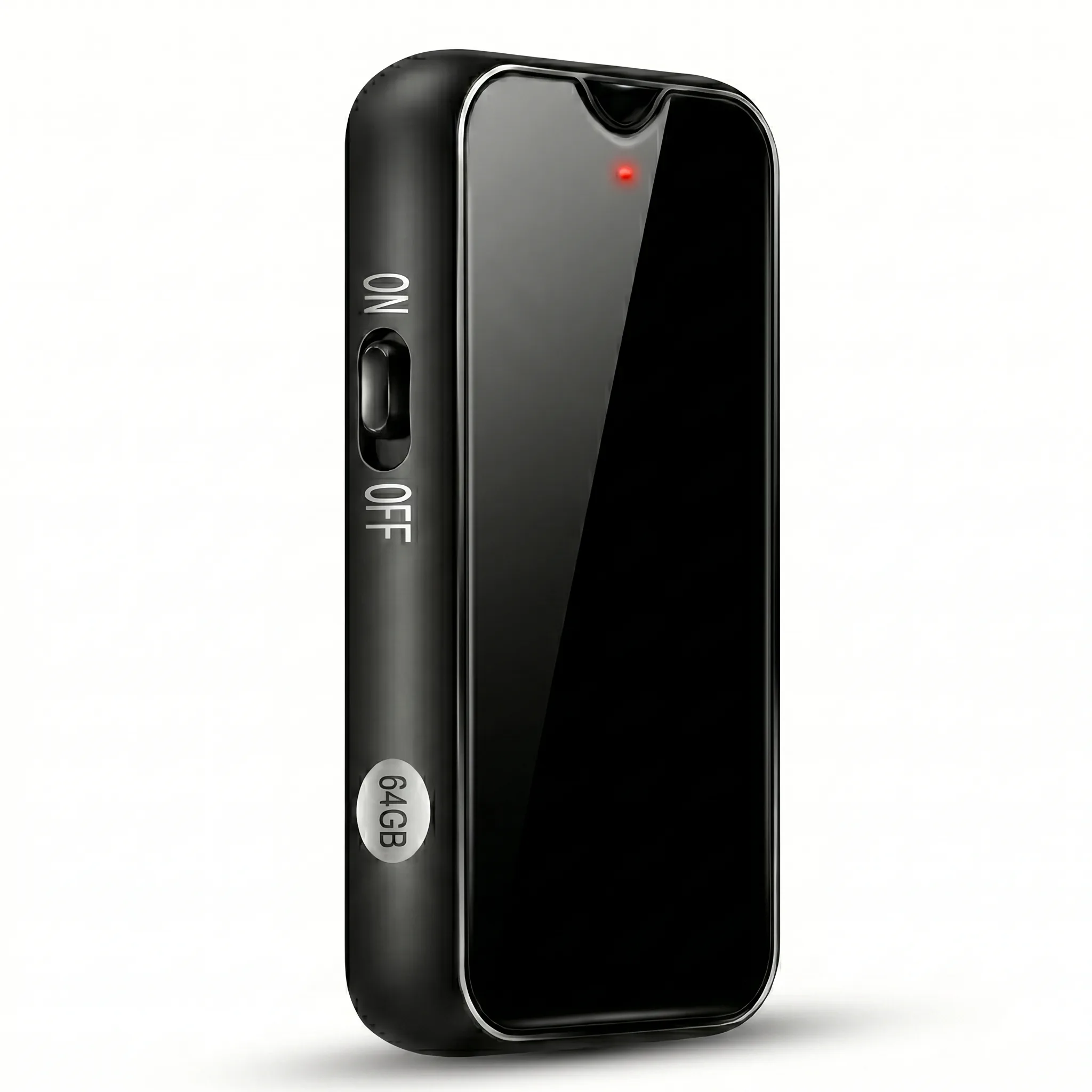 C17 mini magnetic voice recorder with 64GB storage and OTG file access side view