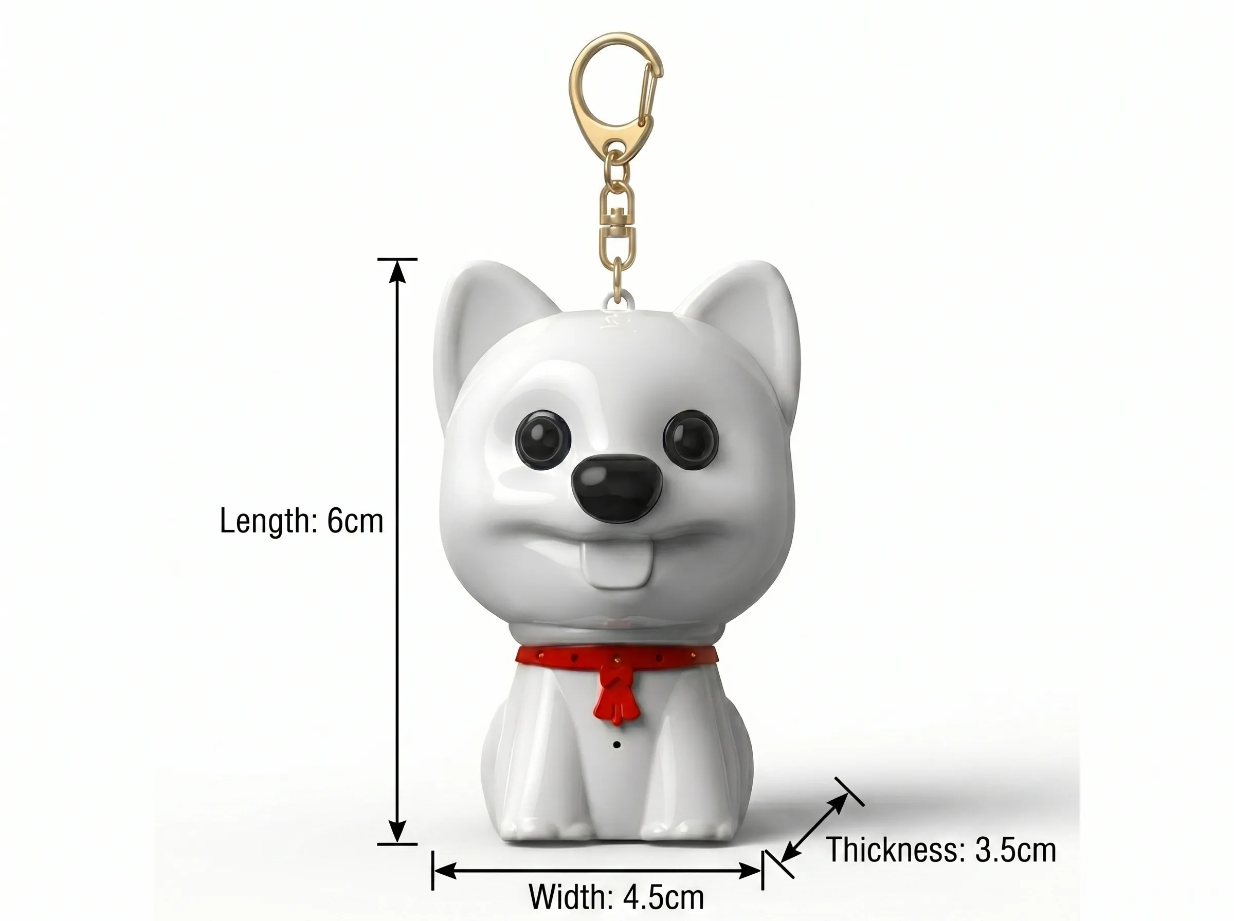 QZT F12 puppy keychain voice recorder 60 by 45 by 35 millimetre size diagram