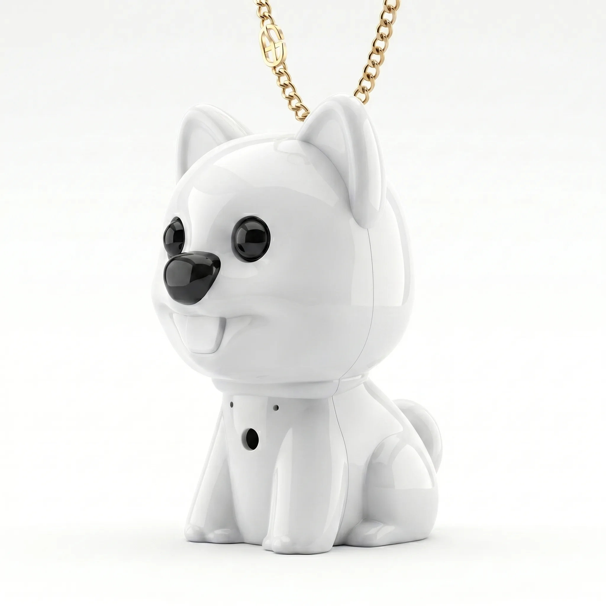 F12 puppy keychain voice recorder with compact pendant body side view