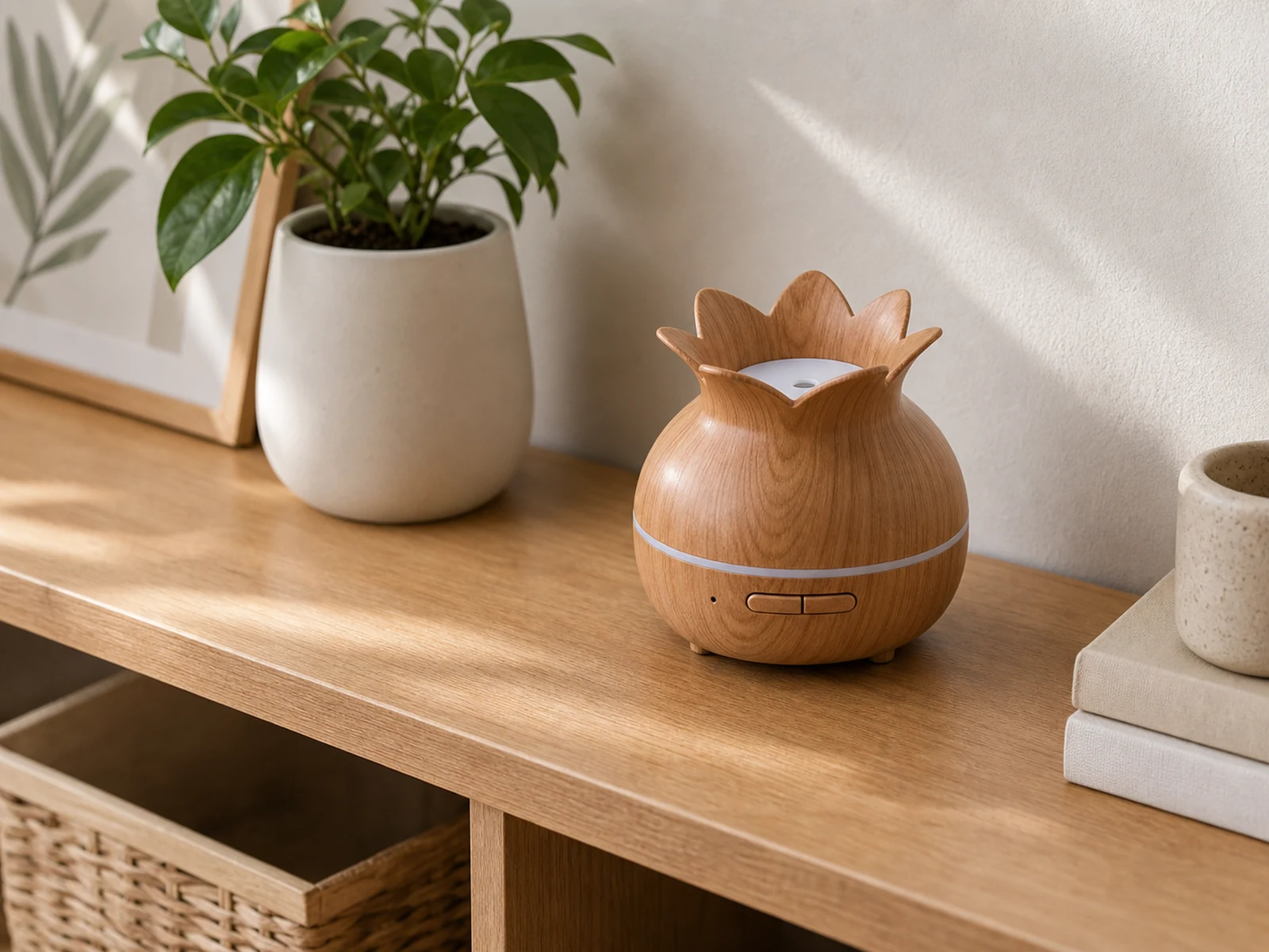 Tuya Pineapple Aroma Diffuser Hidden Camera placed in an indoor use scene