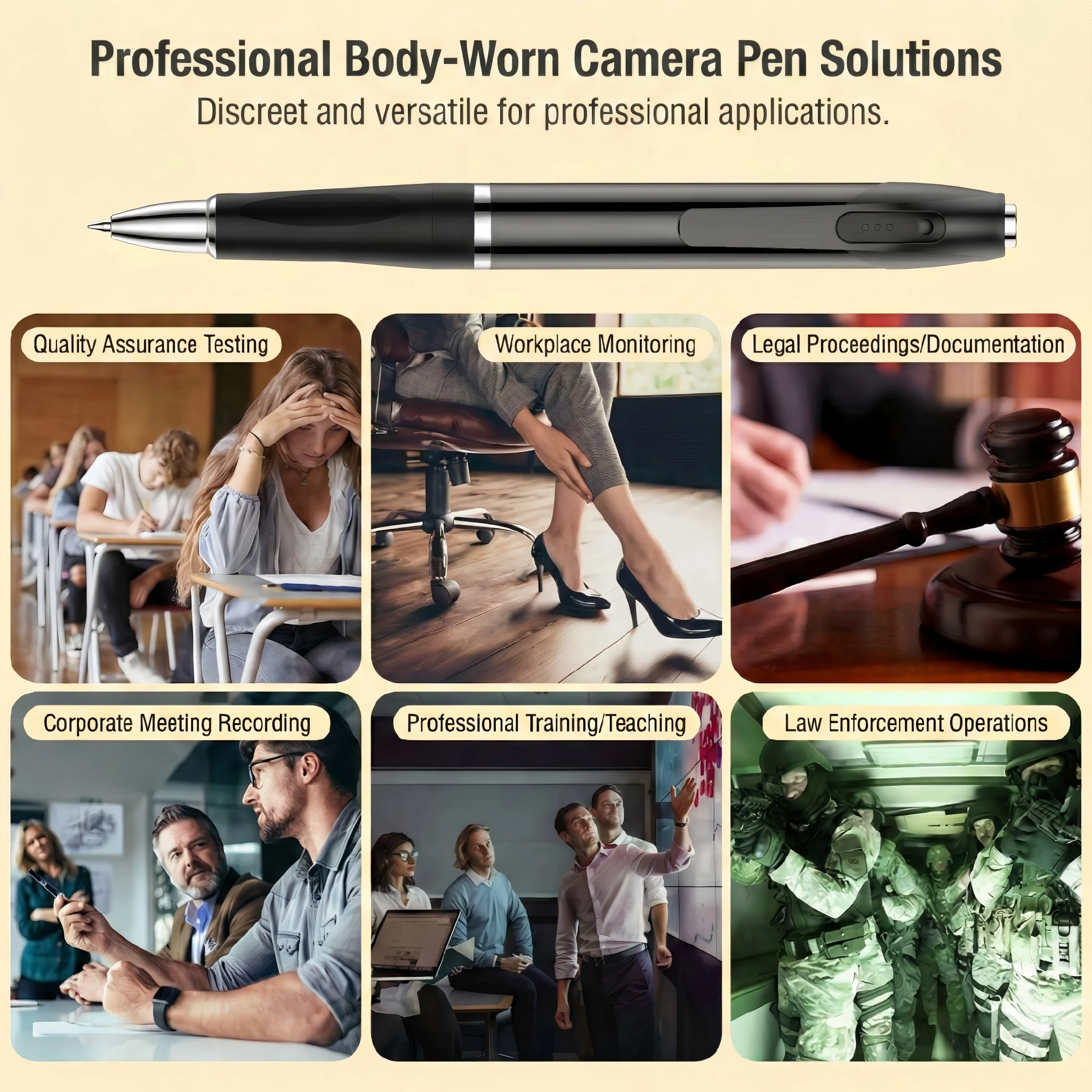 caméra corporelle professionnelle stylo solutions industrielles