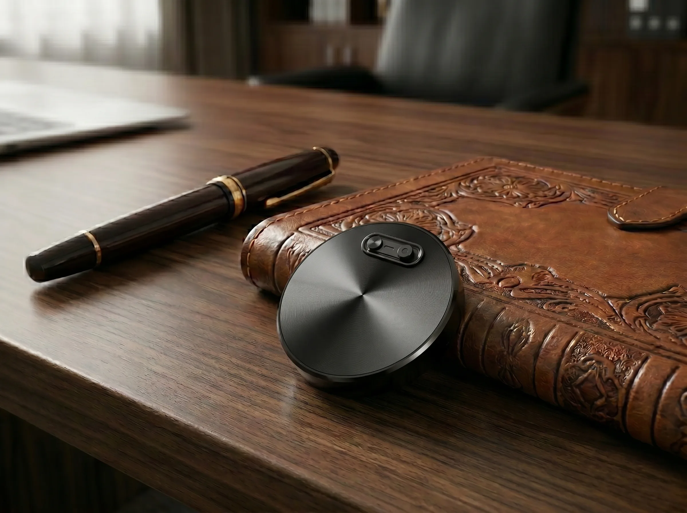 QZT Q37 round mini voice recorder used for meeting and lecture audio notes
