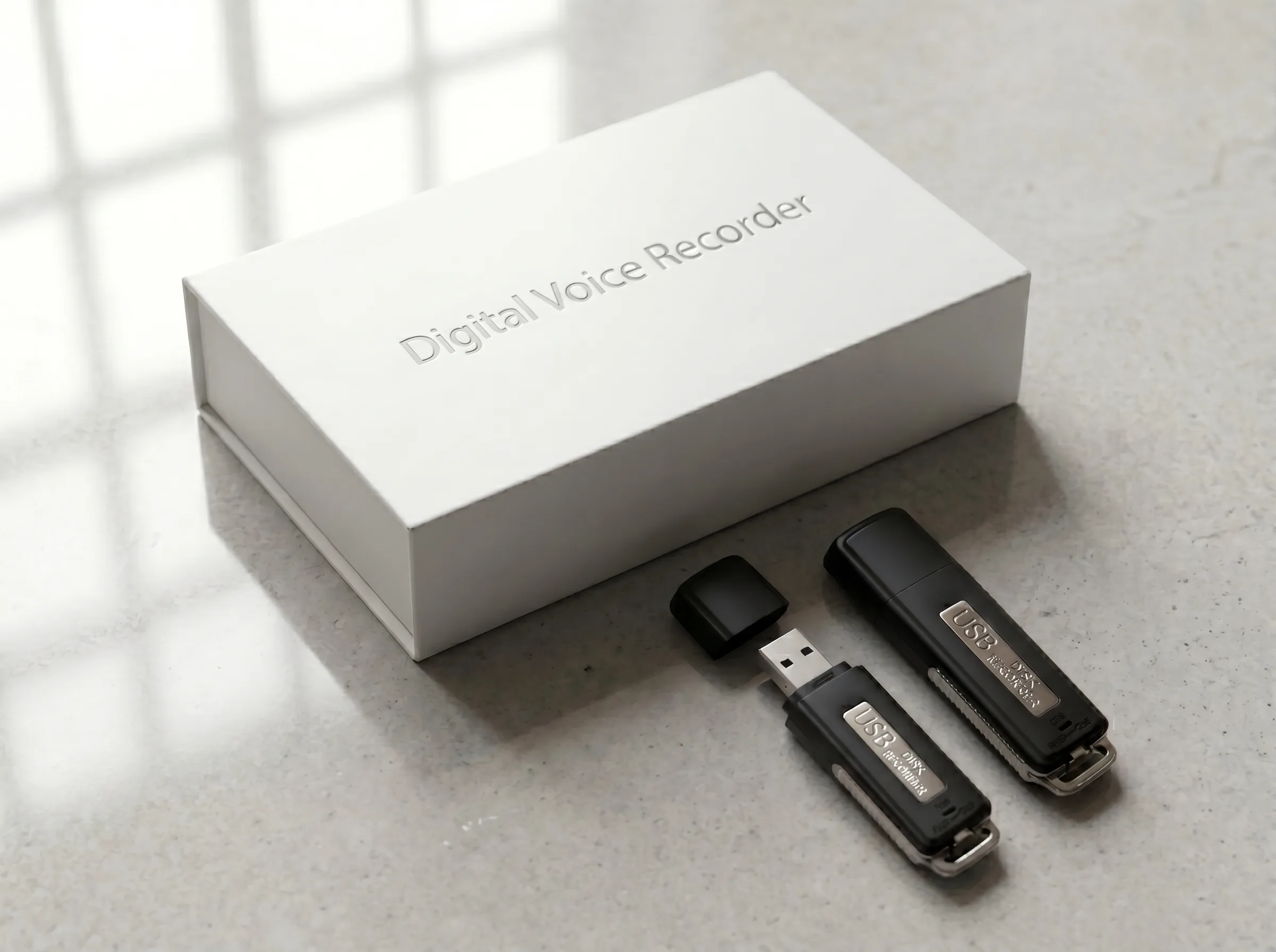 QZT QFRR003 USB voice recorder package and accessories
