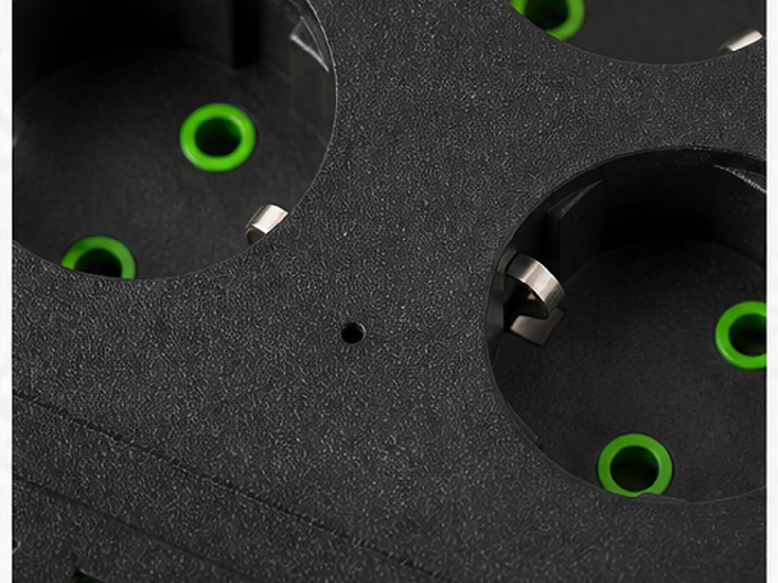 Tuya Black EU Power Strip Hidden Camera pinhole lens close-up