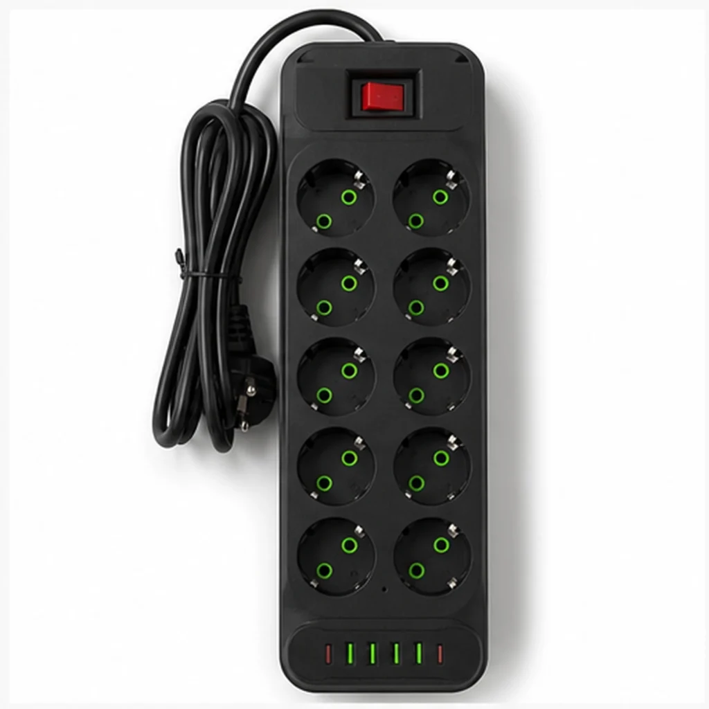 Tuya Black EU Power Strip Hidden Camera with Remote Viewing