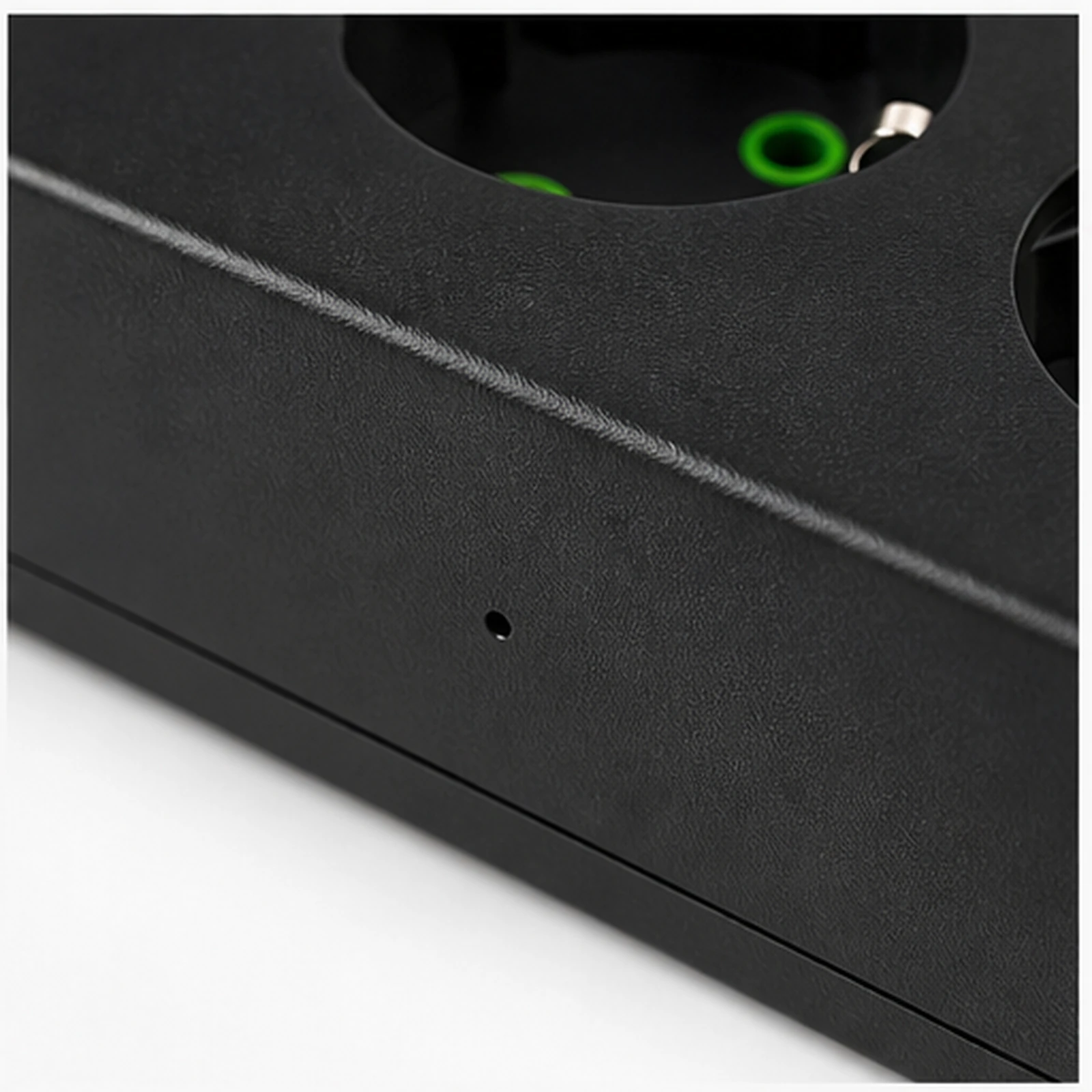 Tuya Black EU Power Strip Hidden Camera pinhole lens close-up