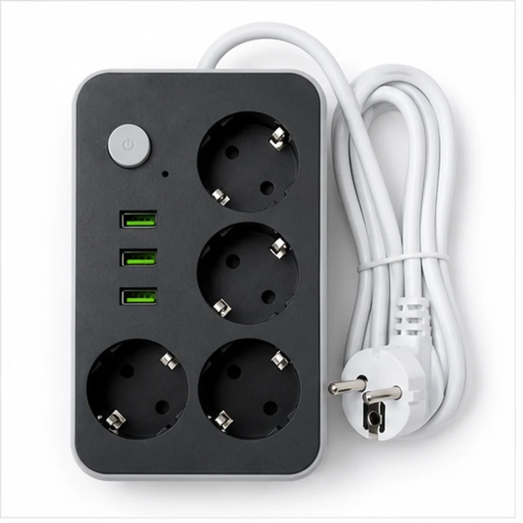 Tuya Grey EU Extension Lead Hidden Camera with USB Ports